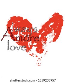  valentines day, amour slogan vector, always more love slogan vector, red heart, basic , february 14