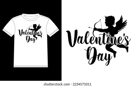 Valentine's day with Angel T-shirt Design template, Car Window Sticker, POD, cover, Isolated White Background
