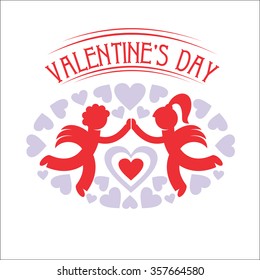 Valentine's day. Angels. A boy and a girl.  Vector logo.