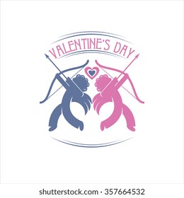  Valentine's day. Angels. Cupids with bows and arrows. Vector logo 2