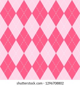 Valentines day Argyle plaid. Scottish pattern in red and white rhombuses. Scottish cage. Traditional Scottish background of diamonds. Seamless fabric texture. Vector illustration