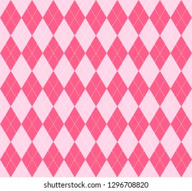 Valentines day Argyle plaid. Scottish pattern in red and white rhombuses. Scottish cage. Traditional Scottish background of diamonds. Seamless fabric texture. Vector illustration