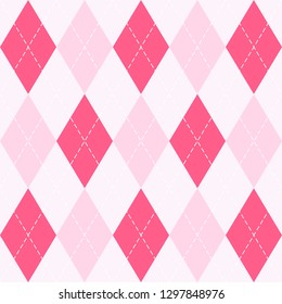 Valentines day Argyle plaid. Scottish pattern in red and white rhombuses. Scottish cage. Traditional Scottish background of diamonds. Seamless fabric texture. Vector illustration