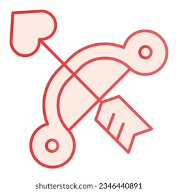 Valentines day arrow and bow flat icon. Love pink icons in trendy flat style. Cupid bow and an arrow gradient style design, designed for web and app. Eps 10