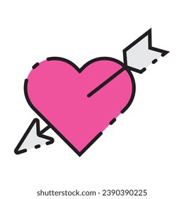 Valentine's Day arrow through heart icon vector template illustration logo design