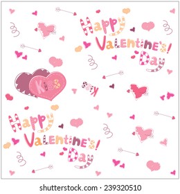 Valentine's Day. Arrows heart and lettering. background illustration