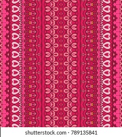 Valentines day artistic decorative  hearts background, vector seamless pattern