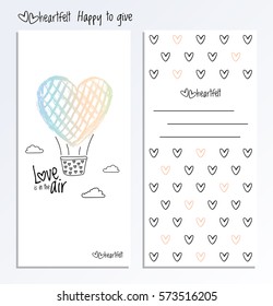 Valentines Day back and fron side card vector. Valentine Day post card with place for a congratulation.