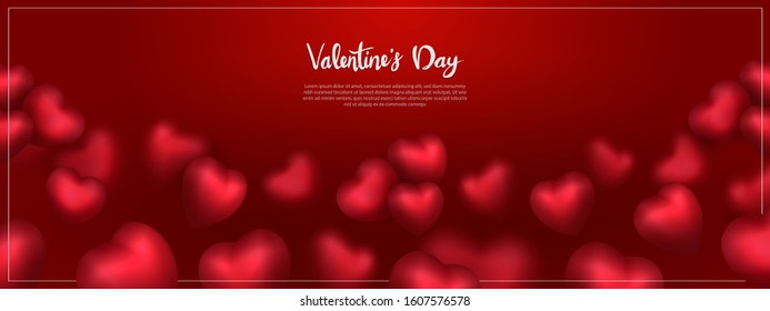 Valentine's day background, 3D flying red hearts