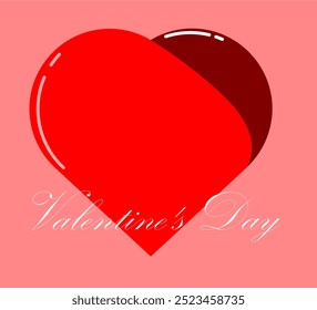 Valentine's day background with 3D heart shape, valentines day illustration, flat style vector.