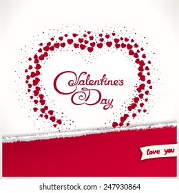 Valentines Day background with 3D imitation torn paper