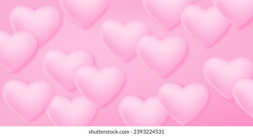 Antecedentes del día de San Valentín con corazones rosados 3d. Fondo romántico.