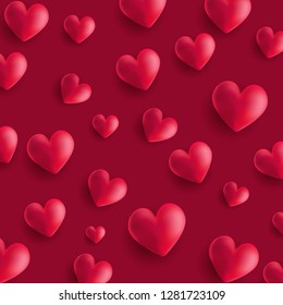 Valentine's Day background with 3D style hearts design