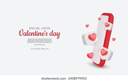 Valentine's day background. 3D valentine illustration with hearts, bubble chat, and smartphone.
