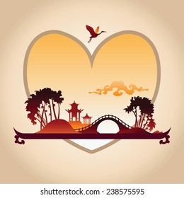 Valentines Day Background with Abstract Chines Background