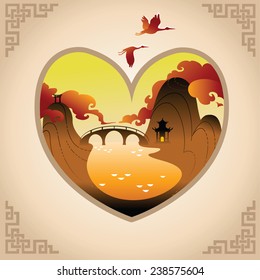 Valentines Day Background with Abstract Chines Background