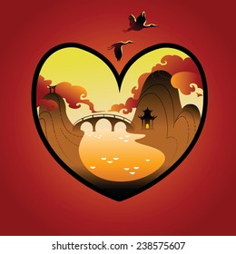 Valentines Day Background with Abstract Chines Background