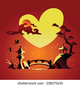 Valentines Day Background with Abstract Chines Background