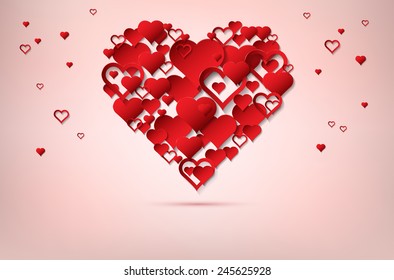Valentines day background with abstract hearts and place for your text. Vector illustration.