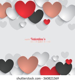 Valentine's day background with abstract paper hearts. Vector illustration