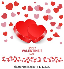 Valentines day background Abstract red hearts on a white background