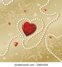 Valentines Day background with an adorning in the form of heart. (vector illustration)