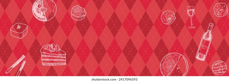Valentine's Day Background with Argyle Pattern and Sweets Web graphics