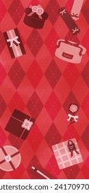 Valentine's Day Background with Argyle Pattern and Gift Boxes Web graphics