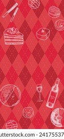 Valentine's Day Background with Argyle Pattern and Sweets Web graphics