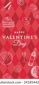 Valentine's Day Background with Argyle Pattern and Sweets Web graphics