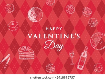 Valentine's Day Background with Argyle Pattern and Sweets Web graphics