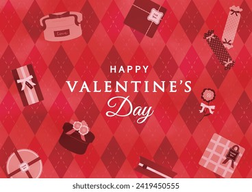 Valentine's Day Background with Argyle Pattern and Gift Boxes Web graphics