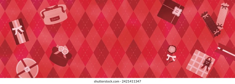 Valentine's Day Background with Argyle Pattern and Gift Boxes Web graphics