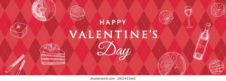 Valentine's Day Background with Argyle Pattern and Sweets Web graphics