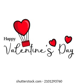 Valentines day background with ballon and typography of happy valentines day text . Vector illustration. Wallpaper, flyers, posters,banners.