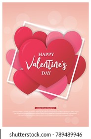 Valentines day background with balloons heart sale banner. Valentines day invitation brochure flyer, leaflet, wallpaper with pink and heart theme