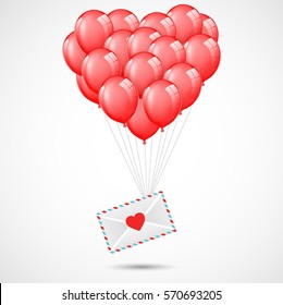 Valentine's day background with balloons. Vector illustration