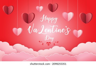 Valentine's Day background or banner with many sweethearts and on a red background.Valentine's day template or background for Love and Valentine's day concept.Vector illustration eps 10
