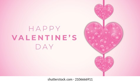 Valentine's Day  Background Banner with Pink Hearts