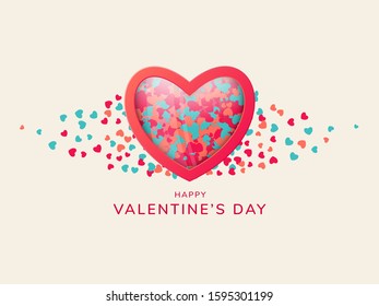 Valentine's Day. Background with big and many little hearts. Vector illustration.