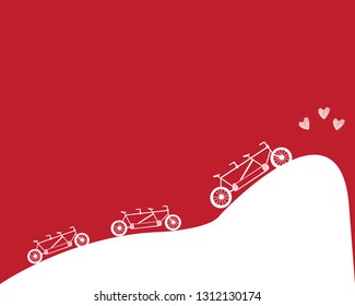 Valentines Day background with bike and hearts.