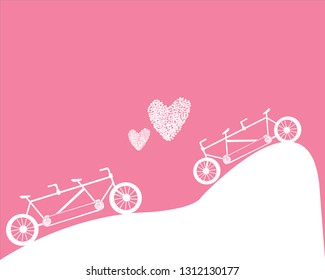 Valentines Day background with bike and hearts.