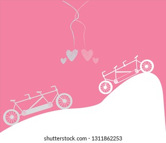 Valentine's day background with a bike  made out of hearts. 