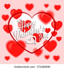 Valentines day background with blur Hearts. Vector illustration. For wallpaper, flyers, invitation, posters, brochure, banners