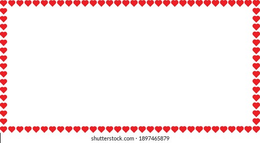 Valentines Day Background . Border frame with hearts . vector illustration