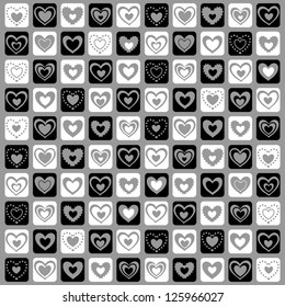 Valentine's Day Background of Bricks of Hearts in Chess Order, Vector Version