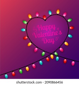 Valentines day background with bright lights. Vector
