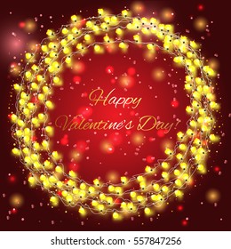 Valentine`s day background with bright lights