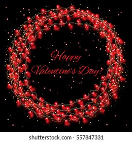 Valentine`s day background with bright lights
