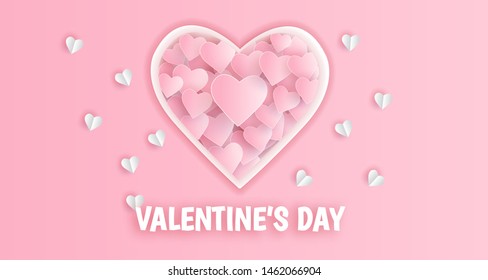 valentine's day for background , card , advertising . heart's background . paper cut and craft style . 